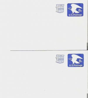 Five 8 plus 2 cent PreStamped Envelopes Unaddressed 1970s