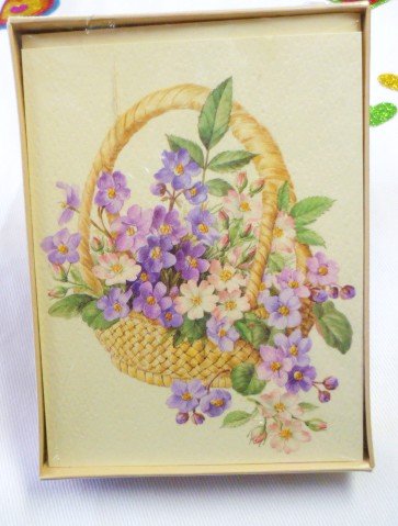 Sealed New 15 Cards - Notes from American Greetings - Pansies in Basket Design