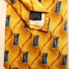 New: Roundtree and Yorke Silk Tie Blue and Tan on Gold