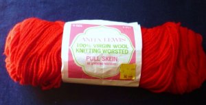 Virgin Wool Knitting Worsted Yarn Skein - Anita Lewis - 3 oz Color: Red