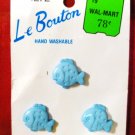 Le Bouton 3/4 Inch Lot of 3 Buttons 5272 Blue Fish - New Vintage