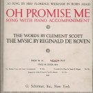 1917 Oh Promise Me Sheet Music By Scott And De Koven