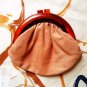 Leather Clutch Evening Bag by Budd - Vintage w Lucite Handle Closure