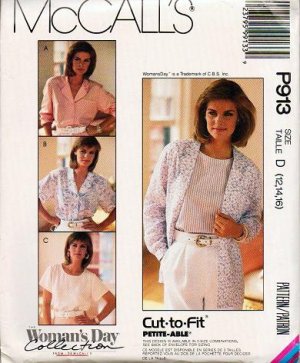 McCalls Uncut Pattern P913 3518 Cut-To-Fit Blouses Size 12-14-16