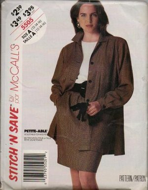 Uncut 5505 Pattern McCalls Misses Jacket and Skirt 12 14 16