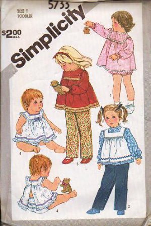 Simplicity Sewing Pattern 5733 Toddlers Pants, Top, Sundress Size 1 Toddler