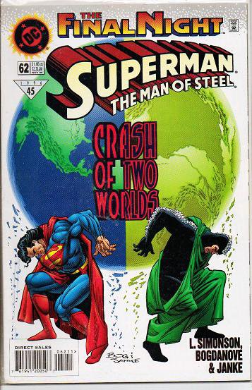 The Final Night Superman The Man Of Steel Comic Book 62 DC NM - Nov 1996