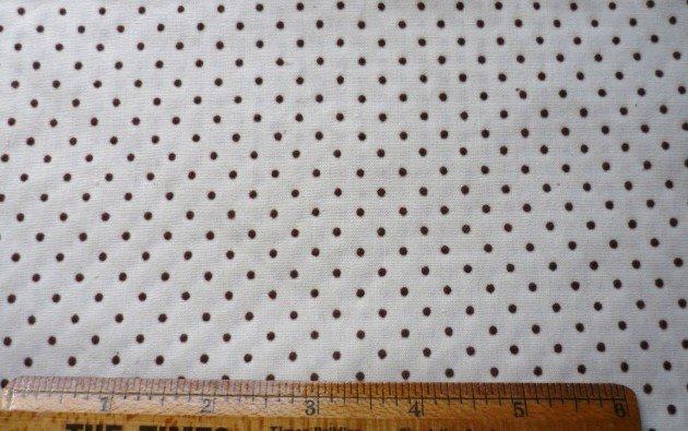Swiss Dot Fabric ~ Cream ~ Sheer ~ Flocked Choc Brown Three 13x34