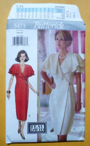 UNCUT Butterick Pattern 3473 - Beau David Wrap Dress Misses Size 6-8-10