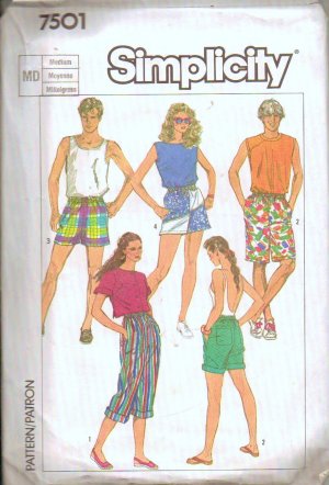 Simplicity Uncut Pattern 7501 Misses Mens Teens Jams in 3 Lengths Sz Med