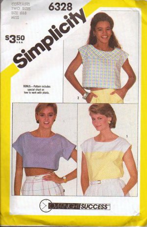 Simplicity Pattern 6328 Sizes 6-8 Pullover Top in 3 Lengths