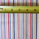 Red White Denim Blue Stripe Material Fabric 23 x 44 Inches