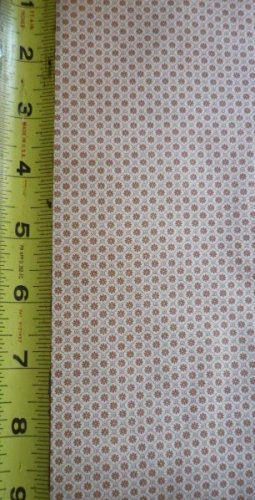 Fabric: Small Tan Flower Pattern Material Remnant 44 x 19 inch