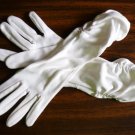 Vintage Evening Gloves: White 12 Inches Long Shirred - Ruched