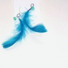 Turquoise Feather Earrings With Turquoise Stones Handmade - Brand New