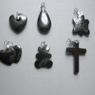 Hematite Gemstone Pendant Choice - Hearts, Turtle, Cross, Heart, Bear, Teardrop