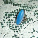 Victorian Sterling and Glass Ring Antique Faux Star Sapphire Size 4.5