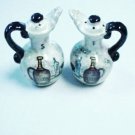 Oil and Vinegar Cruet Salt and Pepper Shakers Vintage Numbered and Hand Painted