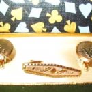 Cufflinks Cuff Links and Tie Clasp Set ~ Gold Tone - New in Box