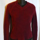 Old Navy V Neck Long Sleeve Ribbed Cranberry Top Ladies Teens Size Medium - Lk New