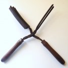 Antique Hand Held Hair Curler Tool 10 inches long - Wood Handle