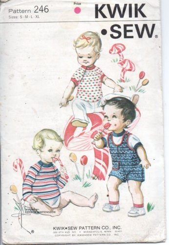 Vintage Kwik Sew Pattern 246 Infants Playsuit and T Shirts S, M, L, XL Sealed