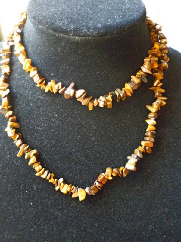  Tigers Eye Chip Bead Necklace 34 inches - New - Gift