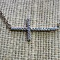 NEW Sideways Cross Necklace Two Tone DBJ 925 SS Rhinestone
