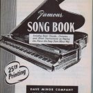 Dave Minors Famous Song Book for Piano - Rare - 25th Printing Dave Minors Famous Song Book for Piano - Rare - 25th Printing