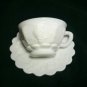 Westmoreland Glass Paneled Grape Pattern Cup n Saucer Set Milk White - Vintage