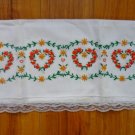 Pair of White Pillowcases with Embroidered Hearts n Lace Orange Yellow n Green Pair of White Pillowcases with Embroidered Hearts n Lace Orange Yellow n Green