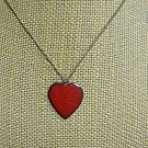 Enameled Heart on an 18 inch Gold Tone Necklace - Estate Find