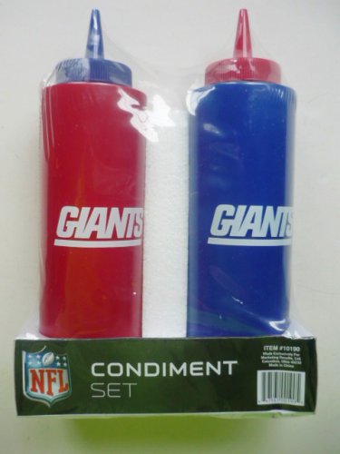 NFL Giants Condiment Set Plastic Ketchup Mustard Bottle Set of Two
