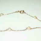 Tin Cup Faux Pearl Golden Bracelet 7 inch Estate Find