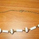 Choker with White and Gold Stations Retro 70s - Estate Find