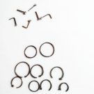 15 Pcs 20G Stainless Steel CZ L-Shaped Nose Ring Hoop Studs Pierced Body Jewelry
