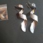 Jin Chen Shimmer Crystal Scrub Spiral Silver Dangle Pierced Earrings New In Box