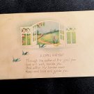 Antique 1923 Postcard JOYFUL BIRTHDAY Flowers, Open Window, Birds