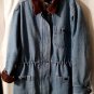 Vintage Denim & Co Denim Barn Jacket - Plaid Lined Brown Corduroy Collar Cuffs Sz Large