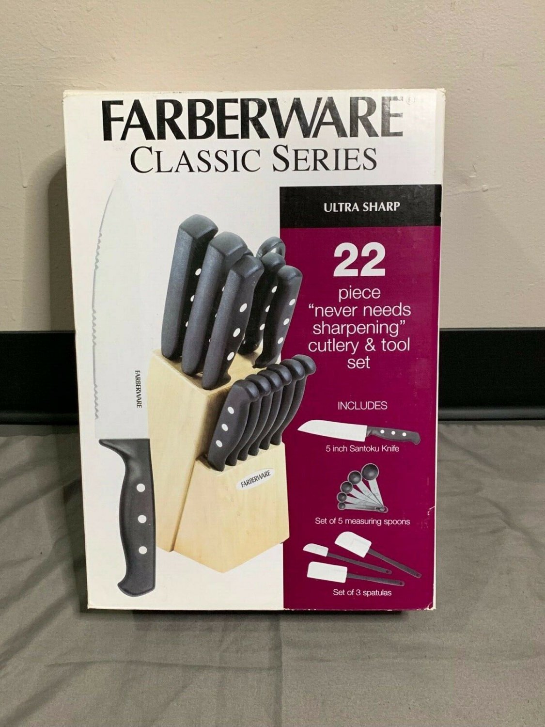 Farberware Knife Block Set Kitchen Stainless Steel Cutlery 22 piece
