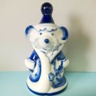 Mouse  Santa Gzhel porcelain funny figurine handmade souvenir from Russia