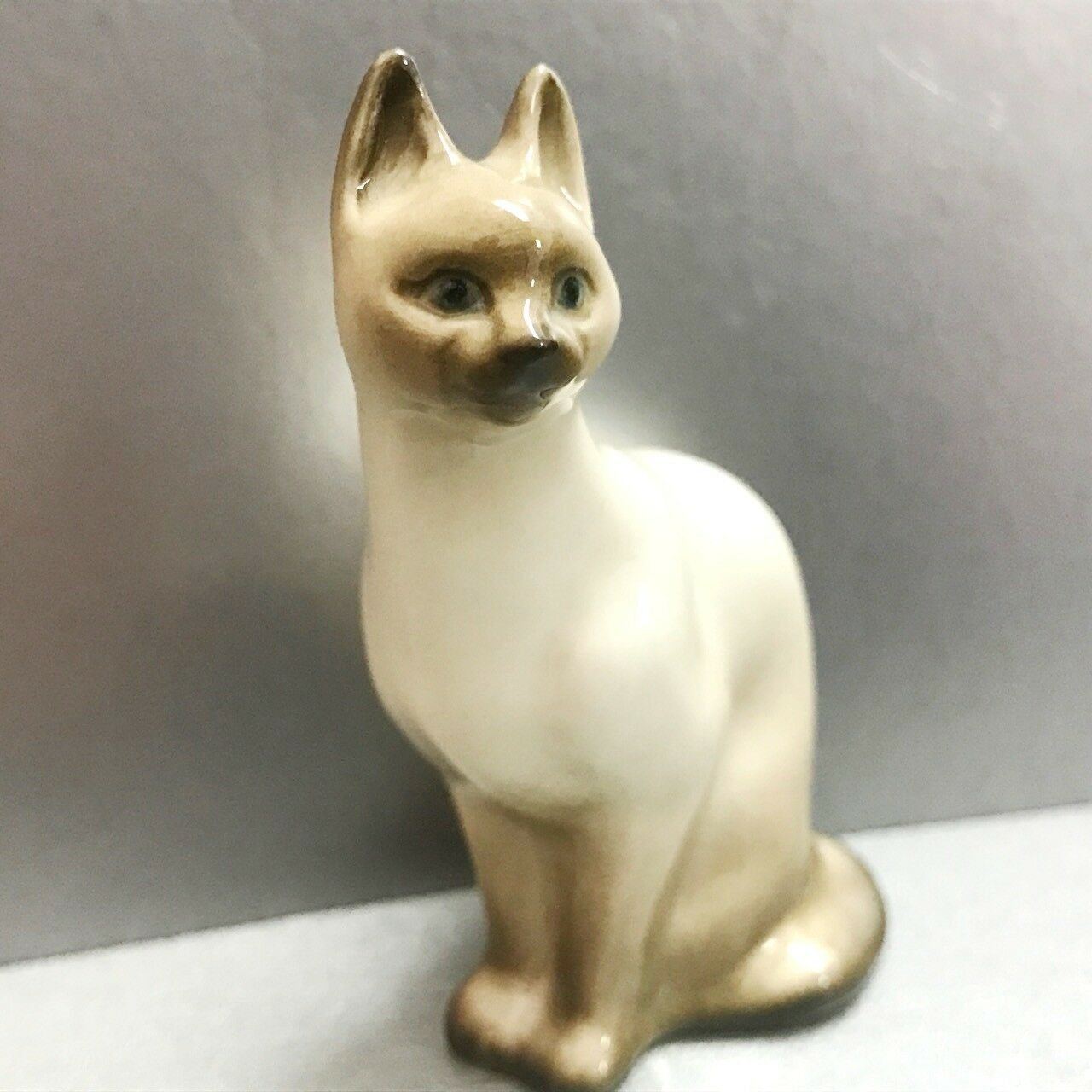 Siamese cat cute little porcelain figurine handmade souvenir from Russia