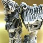 Two Baba Yaga and hut figurines Russian folklore Witch marble chips handmade