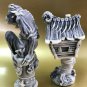 Two Baba Yaga and hut figurines Russian folklore Witch marble chips handmade