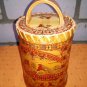 Storage capacity tree bark Russian folkcrafts handmade handpainting about 1980