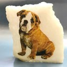 Bulldog picture on natural stone selenite homedecor art handmade from Russia