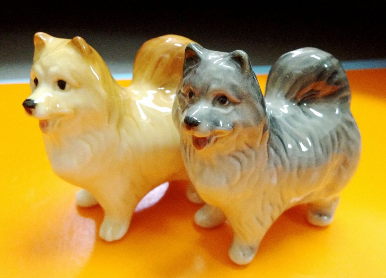 Samoyed two porcelain figurines dog hand made art souvenir from Russia