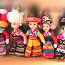 Five dolls handmade key rings souvenirs toys very nice set