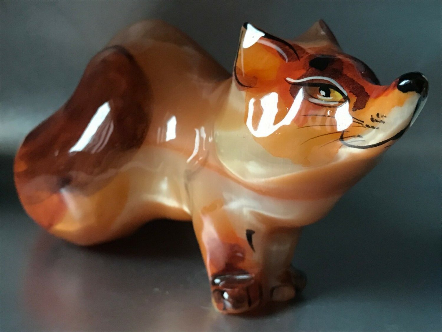 Fox selenite natural stone statuette handmade from Russia