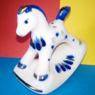 Rocking horse porcelain figurine original gold painted 2.6" handmade Russia